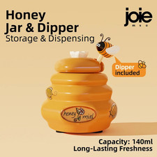 Joie Ceramic Honey Jar with Wooden Dipper | 140ml Honey Pot for Kitchen & Tea Ac
