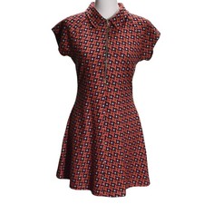 Urban Outfitters Y2K Retro casual summer Mini Dress Red Black Zip Front Knit