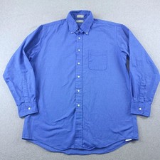 Vintage LL Bean Oxford Shirt Mens 17 35 Blue Button Down Made in USA Long Sleeve