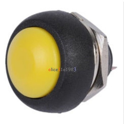 10PCS 12mm Waterproof   ON/OFF Push Button Mini Round Switch Yellow *wq