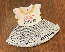 Baby Girl First Birthday Outfit - White Tulle With Black And Gold - Size 12/18 M
