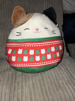 Squishmallow Cam 14  in Christmas Holiday Ugly Sweater Cat Kitty Calico 2022