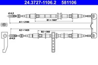 Bremsseil Seilzug Feststellbremse Ate 24.3727-1106.2 FüR Saab 900 YS3D 2 Turbo