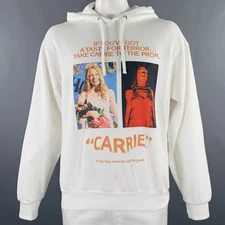 JW ANDERSON Size L White Multi Color Carrie Print Cotton Hooded Sweatshirt