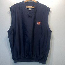 Cutter And Buck Vest Men's Large Blue Windbreaker Auburn Tigers Pullover Golf