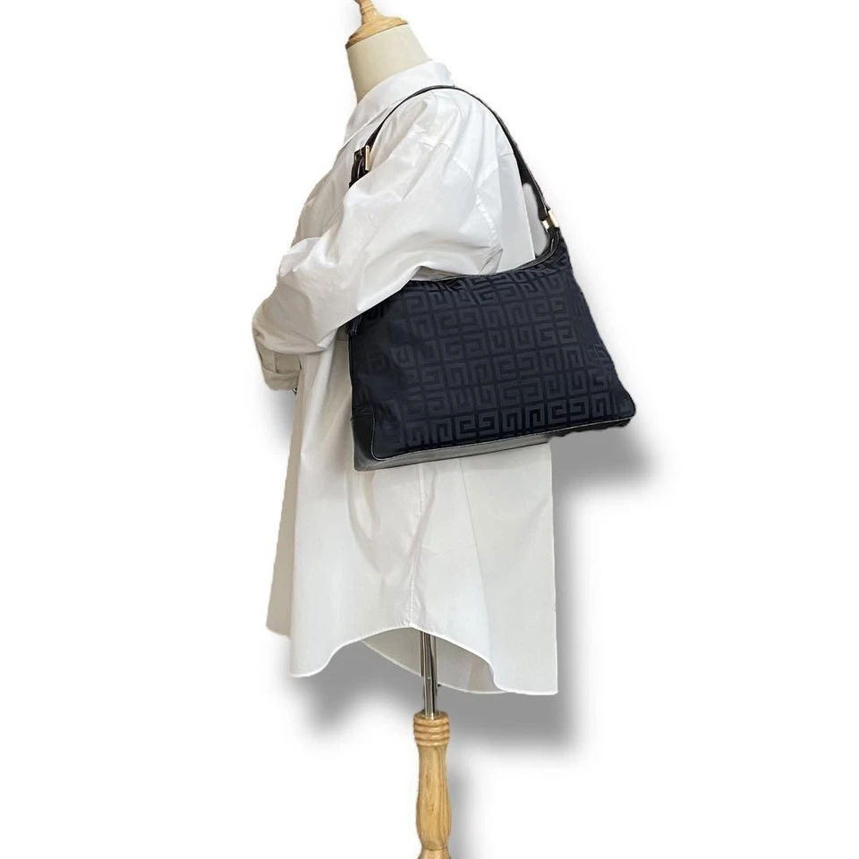 Givenchy Nylon & Leather Shoulder Bag Black 4G Logo Vintage Women's Purse - Image 2 of 4