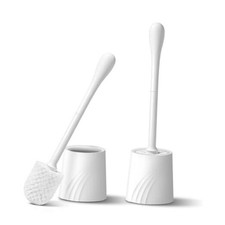 Toilet Brush and Holder Set, Toilet Bowl Brush with Non-Slip 2 Pack White