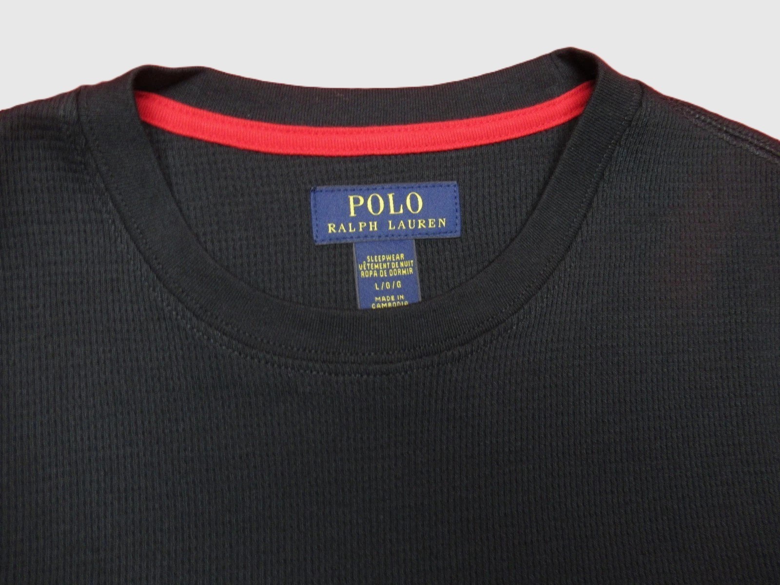 NWT - POLO RALPH LAUREN Mens Waffle Knit Thermal Long Sleeve Shirt-BLACK - S-XXL thumbnail 6