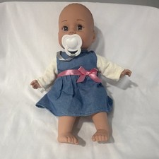 Walmart Baby Doll 1995 Light Complexion No Hair Blue Dress Pink Ribbon