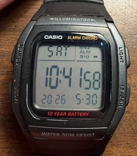 Casio Watch 3239 W-96h Illuminator Digital Black Band Chrono Dual Time Alarm