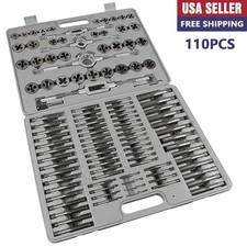 110PCS Metric Large Tap  Die Set Rethreading Thread Hole Threader Renew Threads