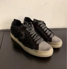 Voile Blanche Fur Lined Black Sneakers, Size 37