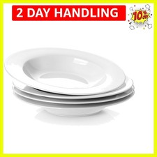 Versatile 8.25-Inch White Shallow Bowls Set - Perfect for Soup, Pasta & More