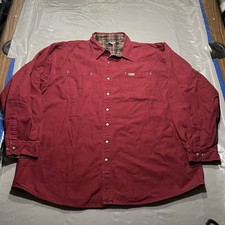 Carhartt S96DKR Flannel Lined Shirt Jacket Tall 3XL Dark Red Snap Front Workwear