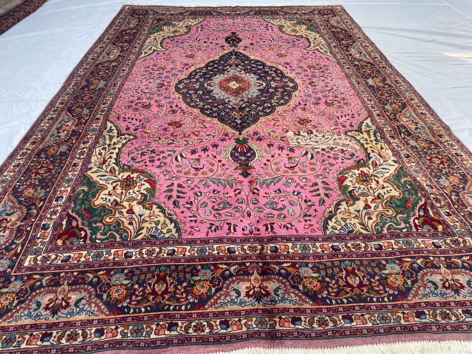 6.7x10.2 ft Pink Oushak Rug Afghan Hand-Knotted Wool Rug Modern Luxury Area Rug - Image 3 of 4