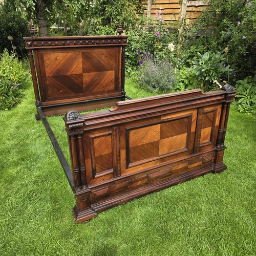 Antique Mahogany French Carved King Size Bed Frame - Picture 4 of 24
