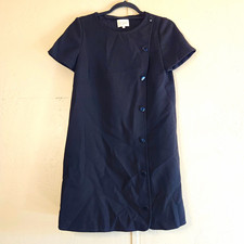 Sézane Black Short Sleeve Shift Dress Button Front Lined Womens FR 36