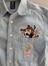 Warner Bros Looney Tunes 1997 Denim Cotton Long Sleeve Size XS