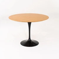 2019 Eero Saarinen for Knoll Tulip 42" Dining Table Black with Oak Top 10+ Avail
