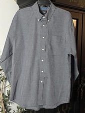 Men's Haggar Wrinkle Free Long Sleeve Button Dress Shirt-Blue New