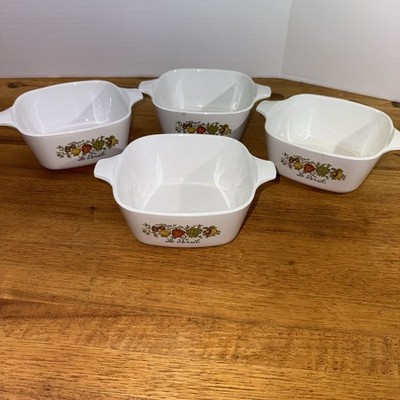 Lot of 4 Vintage Corning Ware Spice of Life P-43-B 700ml Petite Casserole Dishes