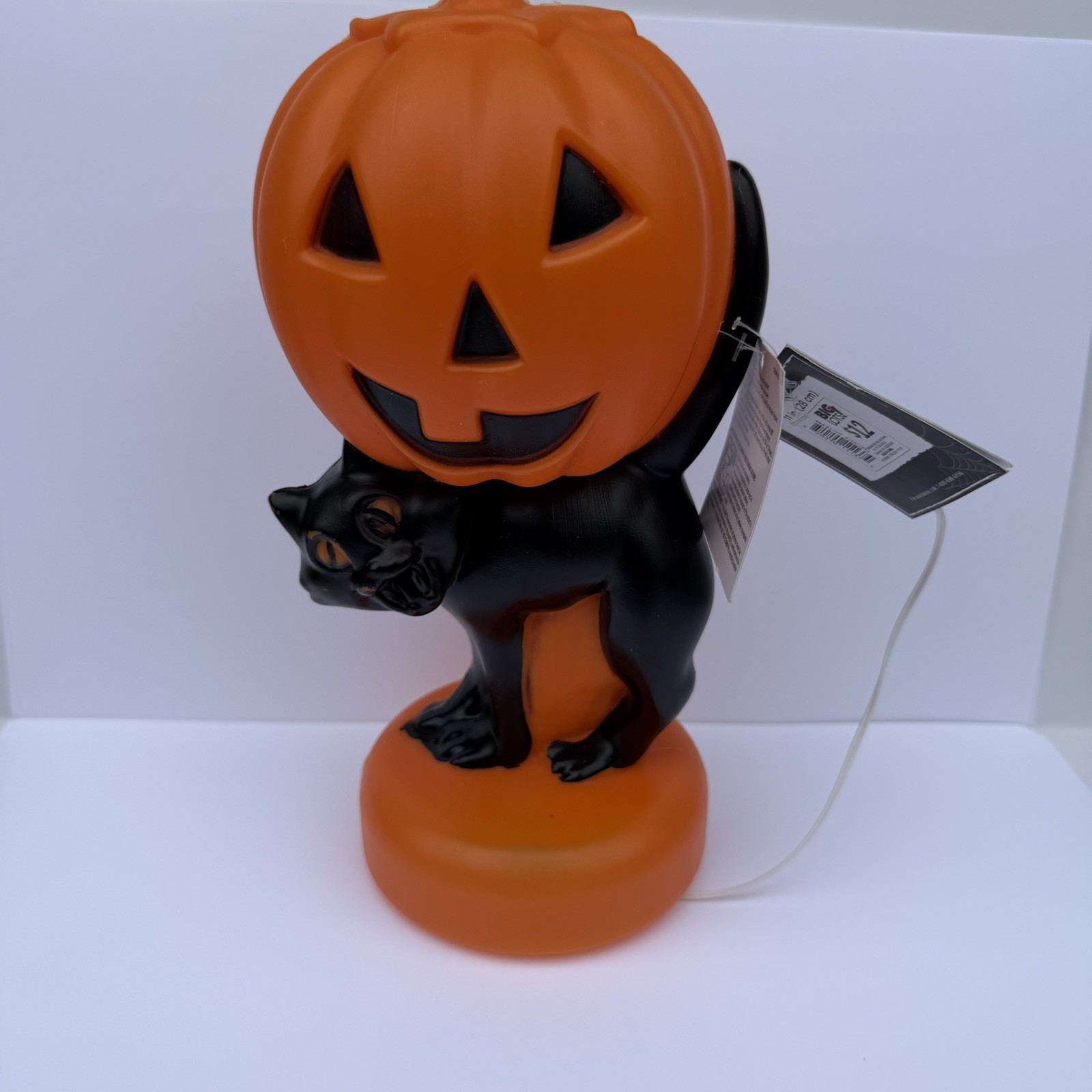 Halloween Blow Mold Vintage Style Table Top Black Cat & Pumpkin 11” NEW