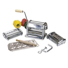 Pasta Maker Machine Steel with Attachments Ravioli Mold Rolling Pin Noodle Press