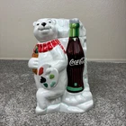 2000 Coca-Cola Artist Polar Bear Painting Cookie Jar Gibson Ceramic Vintage 12"