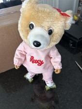 Vintage Roxy Roller Skating Musical Teddy Bear Plush 15" Toy Works