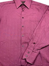 Ben Sherman Mens Button Front Long Sleeve Cotton Burgundy Shirt 16 32/33