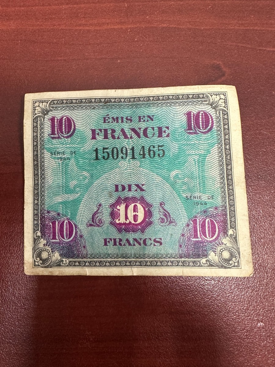 WWII 1944 Emis en France Dix, 10 Francs Military Note | eBay