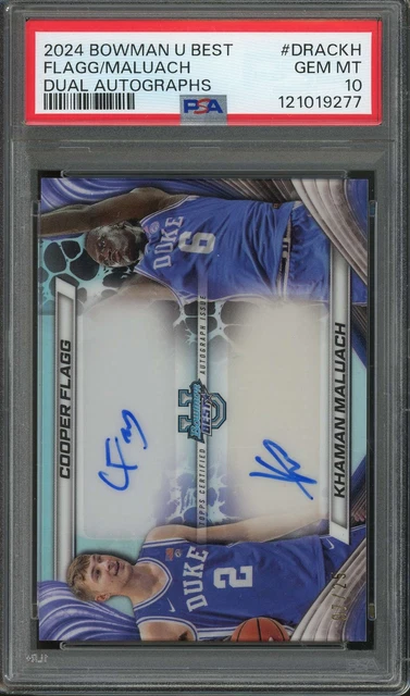 2024 Bowman U Best #DRA-CKH Cooper Flagg / Khaman Maluach Dual Auto #/25 PSA 10