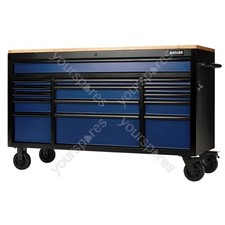 Image of BUNKER® 15 Drawer Workbench Roller Tool Cabinet, 61", Blue