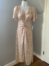 Women’s ASTR the label kindred floral midi dress ruched waist beige Small
