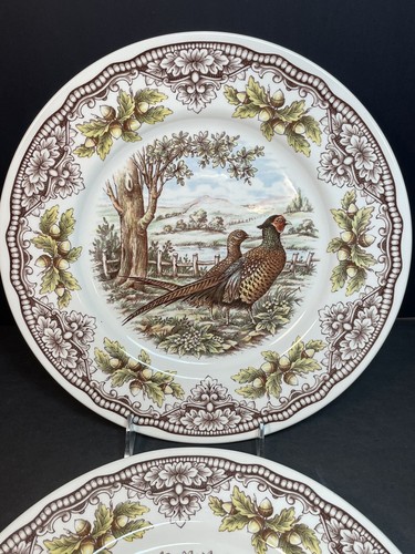 Royal Stafford 2 Pheasant 11” Dinner Plates Victorian English Transferware - Picture 7 of 11