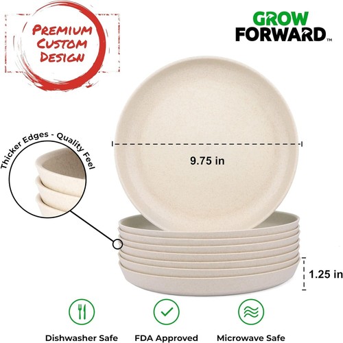 Durable 10-Inch Wheat Straw Dinner Plates Set of 8 - Perfect for Picnic & RV - Picture 5 of 10