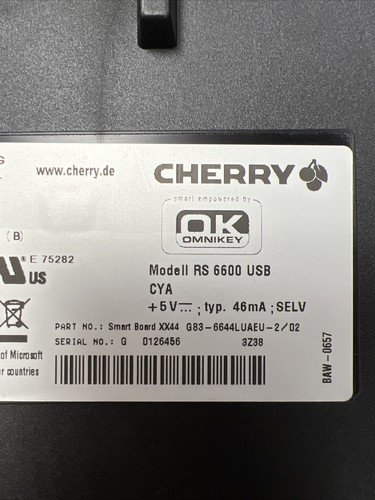CHERRY RS 6600 USB KEYBOARD W/SMART CARD DOD STANDARD TRANSOURCE - Picture 6 of 10