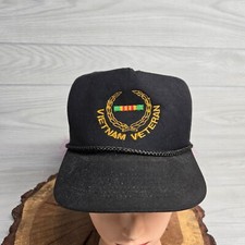Vietnam Veteran Embroidered Snapback Hat Black Cap Made in USA