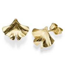 Paar Ohrstecker Gingkoblatt 585 Gelbgold 14 Karat Gold 11x12mm Ginko Ohrringe 