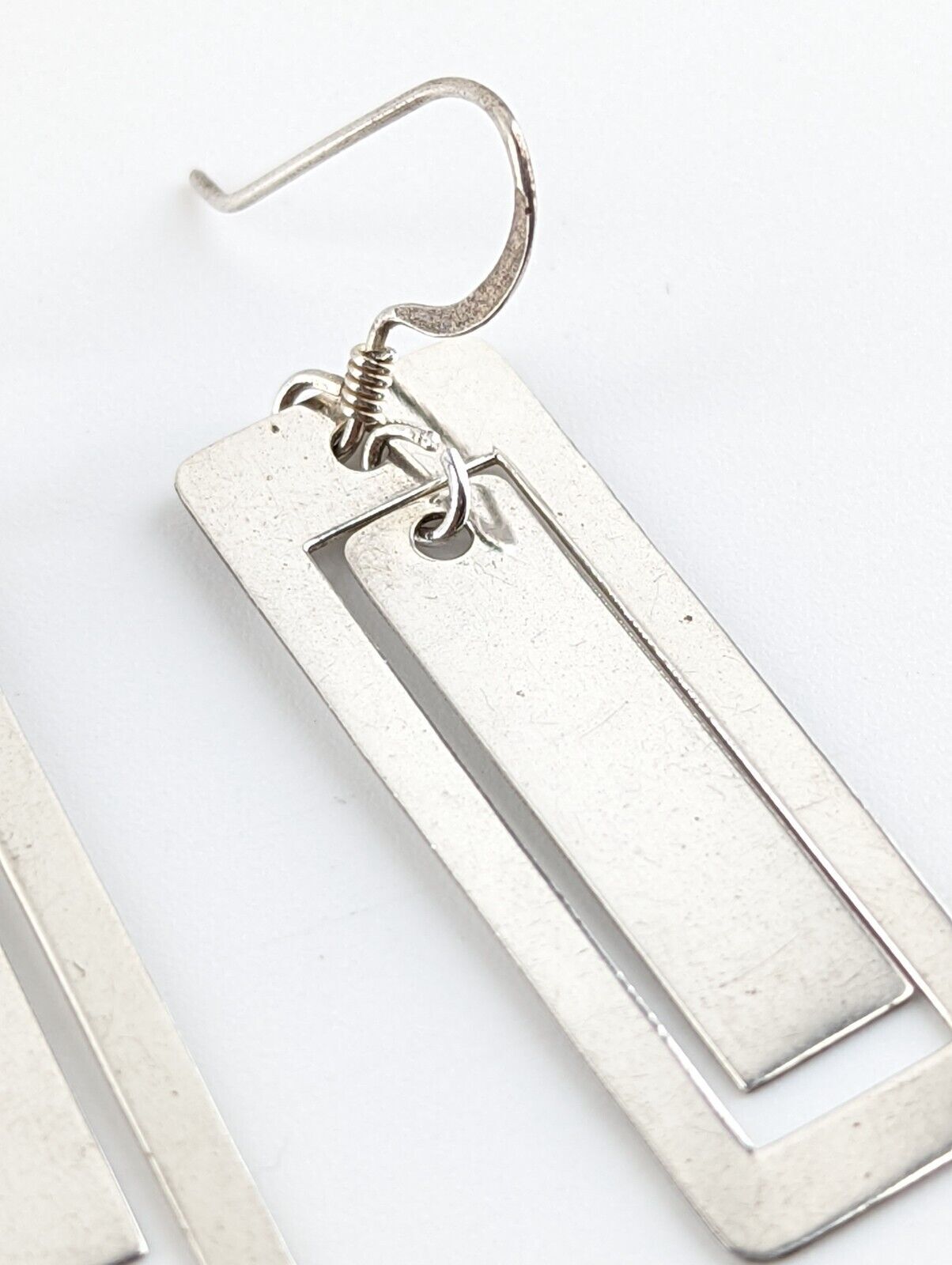 Vintage Sterling Silver Double Rectangular Dangle… - image 3