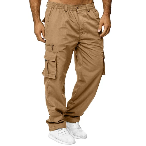 Mens Cargo Combat Work Pants Joggers Pockets Gym Sports Elastic Waist Trousers - Picture 5 of 18