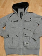 Men's Billabong Hooded Zipper front Jacket, Gray, size medium EUC soft
