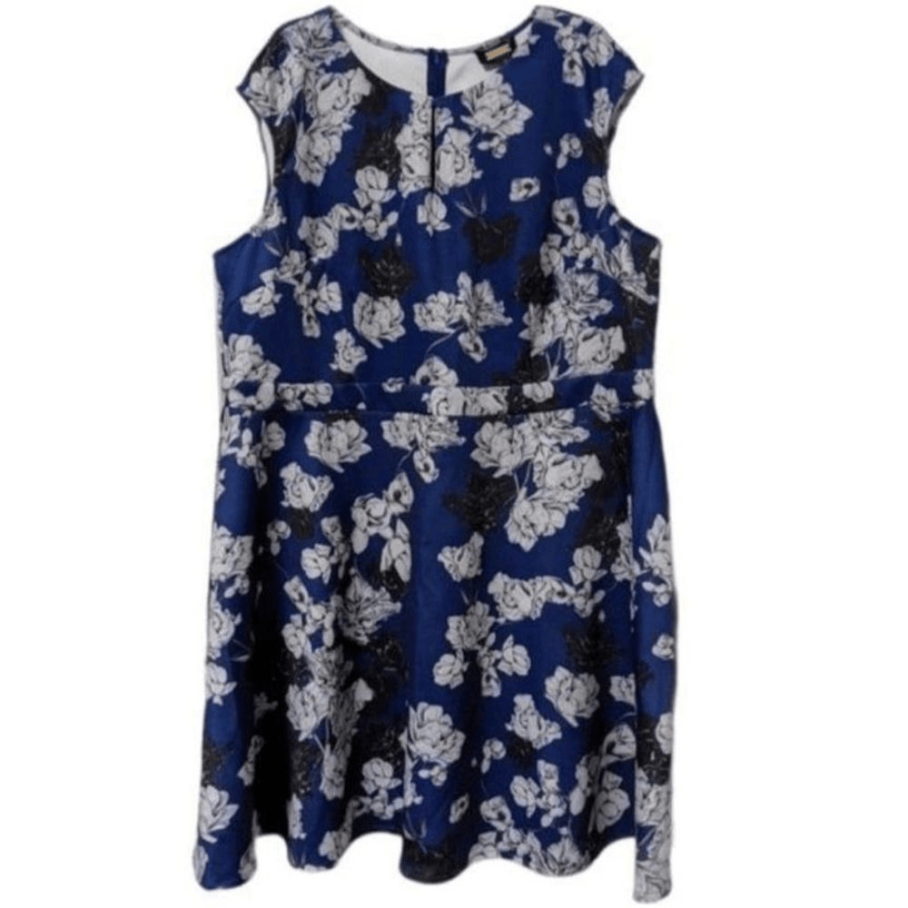 Alexia Admor Dress Fit & Flare Mini Cap Sleeve Blue Floral Size 3X | eBay