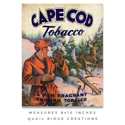 Vintage Tobacco Advertising Art Print 8X10 Whitetail Deer Hunting Cabin  Decor