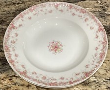 TWO 2 THEODORE HAVILAND FRANCE LIMOGES 9 5/8 D FLAT RIM BOWLS PINK ROSE BAND