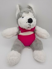 Animaland 2010 Husky Puppy Dog 16" Plush Wearing Pink Bikini/Workout Suit Soft