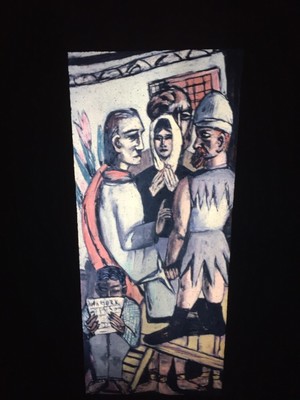 Max Beckmann ''Actors Left Panel'' German Modern Art Vintage Glass 35mm Slide