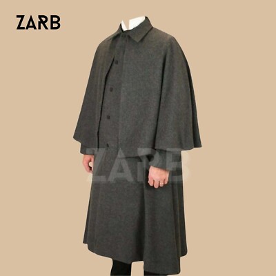 Sherlock Holmes Detective Coat - Grey Wool Inverness Cape