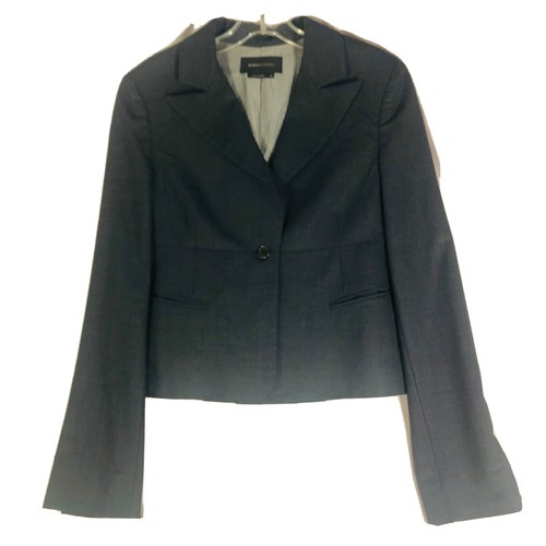 BCBG Max Azria single button jacket Marilyn Charcoal blazer wool WM Sm