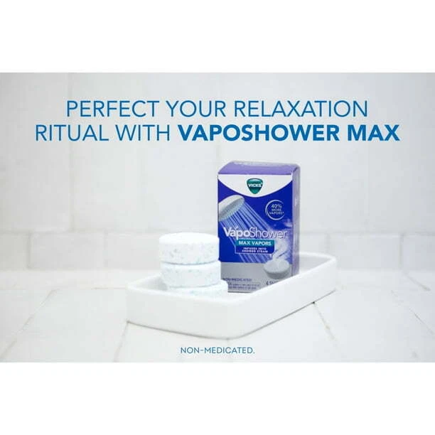 Vicks VapoShower Max Eucalipto Aromaterapia Ducha Vapor Tabletas, Mentol, 4 Foto 3 de 4
